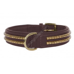 Ace Comfy  Leather Padded Dog Collar with Brass Studs (Brown)